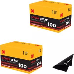 코닥 에크타르 00 35mm 필름 2팩 ISO 카메라용 36 노광 컬러 발벨리 극세사 천 포함