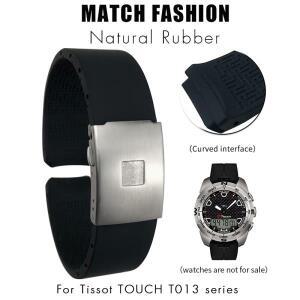 1853 Tissot T TOUCH COLLECTION T047 T013 21mm 오렌지 블랙 다이빙 시계 스트랩 도구 용 부드러운 천연
