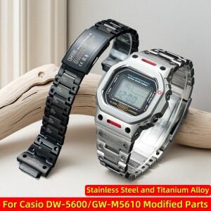 호환용 카시오 지샥 G-Shock DW-5600 GW-M5610 GWX-5600용 메카 스타일 개조 시계 케이스 스트랩 밴드 세트