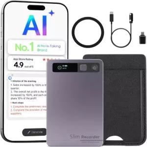 AI 앱 제어 회의 및 통화용 64GB 오디오 로 전사 요약 152개 언어 지원 초슬림 노이즈 감소 케이스 포함