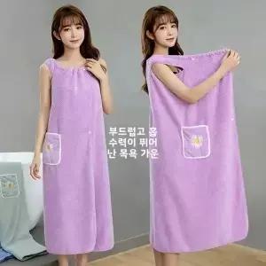 여성용 롱 스타일 흡수성 폴리에스터 바스타월 랩 스커트 착용 가능한 목욕가운 가정용 세탁 헤어 드라이어
