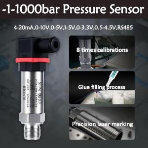 4-20mA 압력 센서 트랜스미터 물 오일 가스 0-25bar 0.5-4.5V 10V RS485 24VDC  게이지 변환기