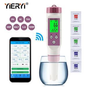 Yieryi BLE-C600 Bluetooth 호환 수질 펜 7 in 1 PH EC TDS ORP SALT S.G TEMP 미터 APP   테스터