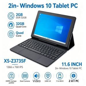 11.6인치 2in1 윈도우 10 태블릿 PC 2GB DDR 32GB RCA9213 쿼드 코어 X5-Z3735F1366 x 768 IPS HDMI 호환
