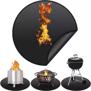 24인치 솔로 스토브용 파이어 피트 매트 모닥불 원형 방화 언더 그릴 방수 BBQ 패드 데크 파티오 잔디 야외
