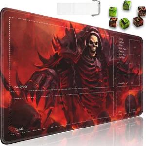 TCG 플레이매트용 JVGFYNKL 구역이 있는 24x4 드로스트링 여행 파우치가 논슬립 러버 MTG 6개의 주사위