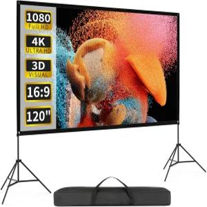 스탠드 120인치 169 4K HD 휴대용 프로젝터 스크린 실내외 접이식 주름 없는 영화 160 전면 후면 투사