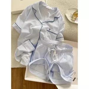 여름잠옷 스트라이프 홈웨어 마린줄 반팔 커플잠옷 파자마 제품