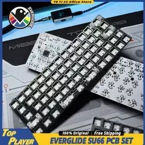 Ever SU66 게이밍 키보드 PCB 키트 마그네틱 스위치 스태빌라이저 폼 FR4 알루미늄 실버 카본 플레이트