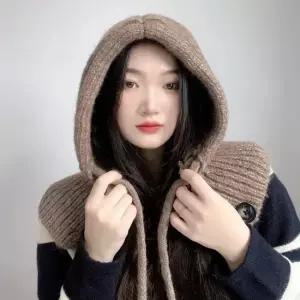 TBZ 니트후드 브라운 겨울패션 넥워머 목도리 방한넥워머 목토시 겨울용품 넥워머목도리