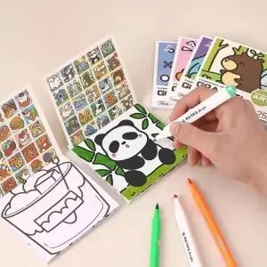 DIY 미니 색칠 공부 책 25매 휴대용 그림 앨범 노트 낙서 창의 학습