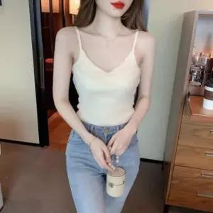 [SBD] 쉬폰 세미크롭 쉬폰 끈나시 브이넥 이너 민소매