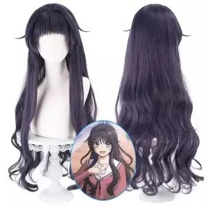Waguri Kaoruko 프레 가발 85cm 보라색 혼합 내열성 합성 머리카락 여성용 할로윈 의상