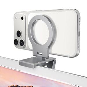 IMAC & 데스크톱 모니터용 ITRAMAX 연속성 카메라 마운트 마그네틱 아이폰호환 웹캠 스탠드 MAGSAFE 17 PRO용 조절 가능한 전화 홀더 /16 /15 /14 /13 /12 /11 /XR /XS MAC 애플호환 TV 4K STUDIO 디스플레이