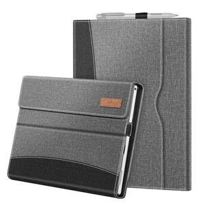12.3인치 MICROSOFT SURFACE PRO 7 PLUS용 핀티 케이스 / 6 5 4 3 - 포켓이 있는 포트폴리오 비즈니스 커버 타입 커버 키보드와 호환 회색