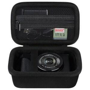 캐논 파워샷 G7X MARK III / G7 X II 디지털 4K 브이로그 카메라용 BOVKE 카메라 케이스 케이블 및 추가 배터리용 메시 포켓이 있는 라이브 스트리밍 비디오 여행용 블랙