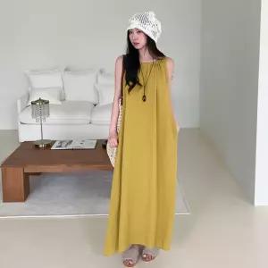 리시 여성 셔링 스트랩 홀터넥 나시원피스 여친룩코디