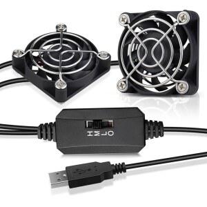 GDSTIME 2팩 50mm USB 팬, 3단 속도 조절 기능, 프로젝터 VR 기어 라즈베리 파이 TV 박스 소형 가전제품 시리즈 교체용 미니 5V DC 브러시리스 컴퓨터 냉각