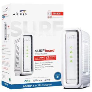 ARRIS SURFboard SB8200 DOCSIS 3.1 멀티 u2011Gig 케이블 모뎀 | 2 - 1Gbps 이더넷 포트 Xfinity, Cox, Spectrum과 호환 최대 2Gbps 인터넷 요금제용 전용, 라우터 필요