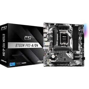 ASRock B760M Pro-A D4 Micro ATX Motherboard, Intel 14th /13th /12th Gen, 7+1+1 Dr.MOS, DDR4 5333+ (OC), PCIe 4.0, 2.5G LAN, Dual M.2