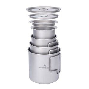 Boundless Voyage 티타늄 머그컵 220ml / 350ml 500ml 뚜껑 포함 초경량 단층 구조 접이식 핸들 직화 녹슬지 않는다 아웃도어 캠핑용품 (220ml Ti3060D)