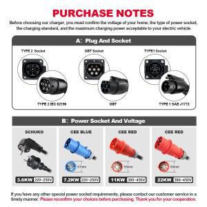32A 7.2KW 타입2 EV 휴대용 충전기 1P EVSE 박스 자동차 전기차용 CEE 블루 총 5m