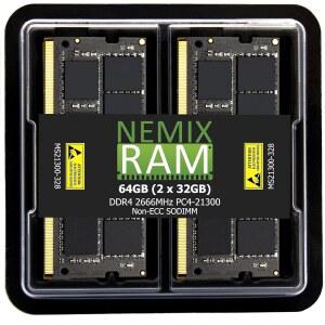 네믹스 RAM 64GB (2X32GB) DDR4 2666MHz PC4-21300 2Rx8 1.2V CL19 260핀 비ECC SODIMM 노트북 PC 메모리 키트