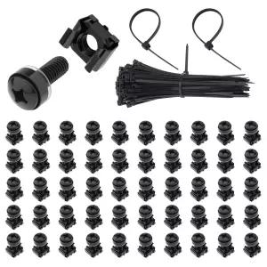 CLAHJQX 50 세트 M6 x 20mm 랙 마운트 나사 키트(케이지 너트 와셔 및 서버 캐비닛 선반 라우터용 100개의