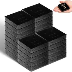 VOSAREA 30pcs 박스 주얼리 폼 링 및 귀걸이 디스플레이용 벨벳 패딩 삽입 컷테이블 라이너 가볍고 휴대