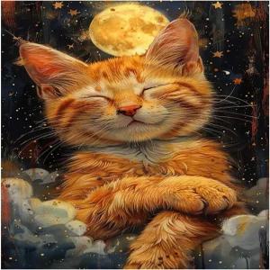 FANTASYART 숫자 키트 페인트 침대 고양이 캔버스 선물용으로 완벽한 DIY 페인팅 홈 월 장식 16x20인치