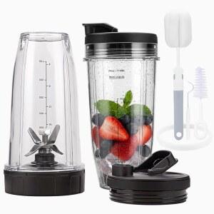 블렌더 컵 교체 부품 닌자용 24온스 2팩 SIP & SEAL 뚜껑 포함 7핀 블레이드 닌자 BN401 BN751 BN801 BL480-30 BL642-30 BL682 BL687 NN102와 호환됩니다