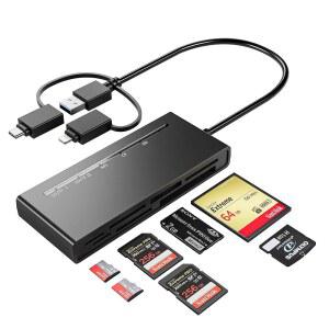 아이폰호환 /USB C /PC용 메모리 스틱 프로 듀오 어댑터 - 7 IN 1 2X SD / TF /CF /MS /XD 픽처 카드 리더 멀티 리더 USB 라이트닝 OTG (아이폰호환)
