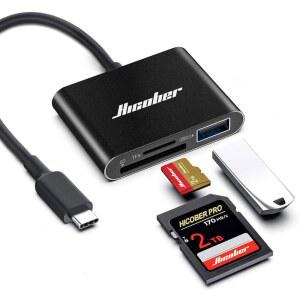 히코버 USB C TO SD 카드 리더 마이크로 메모리 맥북호환 카메라 안드로이드 호환 윈도우 리눅스 및 기타 유형 장치용 리더 어댑터 2TB 용량블랙