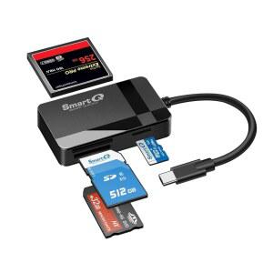 SMARTQ SD 카드 리더 4IN1 USB C 3.0 /MICRO /MS /CF 메모리 카메라용 어댑터 애플호환 PRO AIR /아이패드호환 삼성호환 삼성제품호환 S10 /S9 /S8 SURFACE BOOK 2와 호환됨
