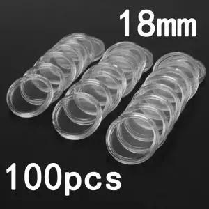 00Pcs 지우기 동전 캡슐 홀더 케이스 상자 8mm 투명 기념 수집 가능한 보관 컬렉션 용품