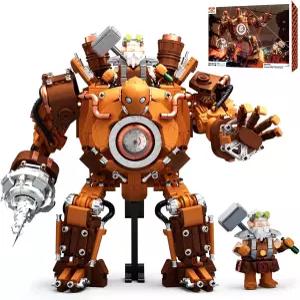 iambrick 스팀 메치 빌딩 세트 30704 왜소 전사 미니피규어가 장착된 워리어 로봇 블록 장난감 무기가 1777