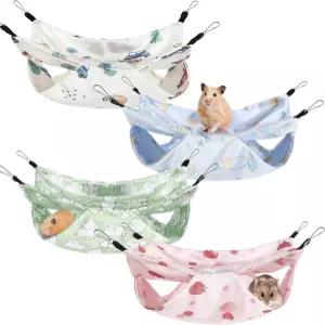 Nuogo 4pcs 케이지용 쥐 해먹 작은 동물 매달린 페럿 액세서리용 이중층 침대 기니피그 다람쥐 친칠라 놀이