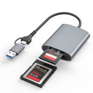 USB 3.2세대 2(10GBPS) 전송 속도 USB-C&USB-A 2-IN-1 CFEXPRESS 타입 B / SD 카드 어댑터를 갖춘 프로페셔널 및 듀얼 슬롯 메모리 리더