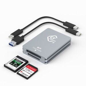 CFEXPRESS B형 /SD 듀얼 슬롯 카드 리더 - USB C 3.2 GEN 2 10GPBS SD 메모리 카드와 호환 C에서 A 케이블을 갖춘 알루미늄 어댑터