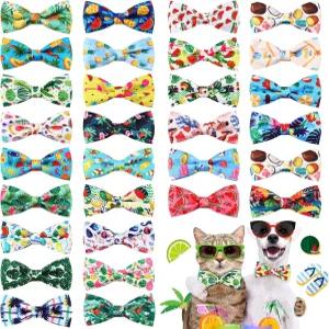 Talltalk 30pcs 하와이안 도그 칼라 나비넥타이 벌크 여름 강아지 시즌 반려동물 액세서리 부적 탈부착