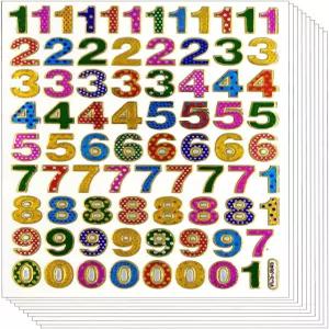 컬러풀한 0-9 번호 10장의 셀프 접착 글리터 메탈릭 호일 반사 스티커 장식 스크랩북 생일 파티 사진 카드