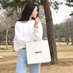 메르시 패브릭 빅 스퀘어 캔버스 토트백 3Colors 빅토트백 (WA1A6DB)