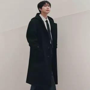 드로우핏 [오정규X드로우핏] 오버사이즈 울 후드 코트 [BLACK] 겨울코트 남자