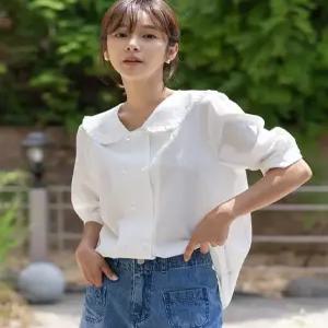 썸머 빅세일 [엘리시아] 리크 프릴 카라 반팔 블라우스