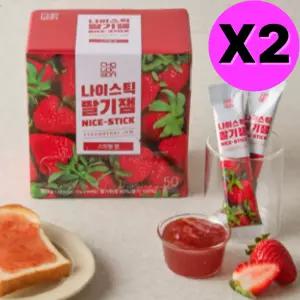 초록원 나이스틱 딸기잼 스틱형 잼 캠핑 휴대 50입 X2 BNS
