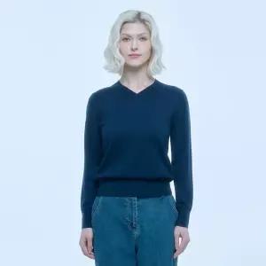 캐시미어 블렌디드 브이넥 릴리 풀오버 (UFKKVN121N-NAVY)