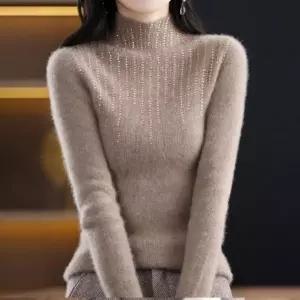 [하프클럽/]여성용 가을 간절기 캐시미어 터틀넥 니트 스웨터 코코아 컬러