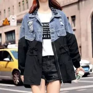 [하프클럽/]여성용 가을 봄 데님 점퍼 캐주얼 간절기 자켓 블랙 잠바