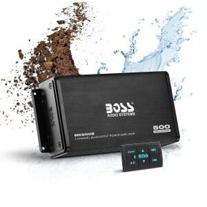 ATV UTV 카 마린용 BOSS 오디오 시스템 MC900B 4채널 앰프 - 500 고출력 저레벨 입력 풀 레인지 내후성 서브우퍼용 베이스