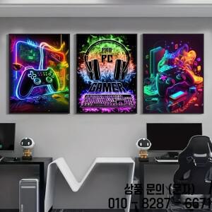 3pcs 캔버스 회화 게임 룸 패드 펑크 스타일 포스터 인쇄 벽 아트 그림 소년을위한 게이머 선물 14세 이상